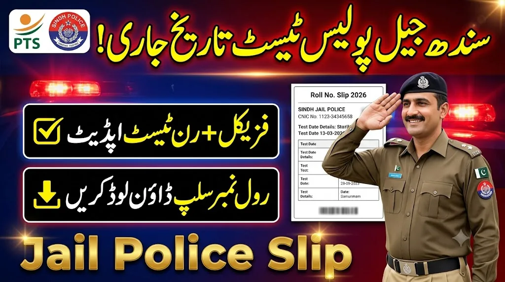 PTS Sindh Jail Police Roll No Slip 2026 Physical & Written Test